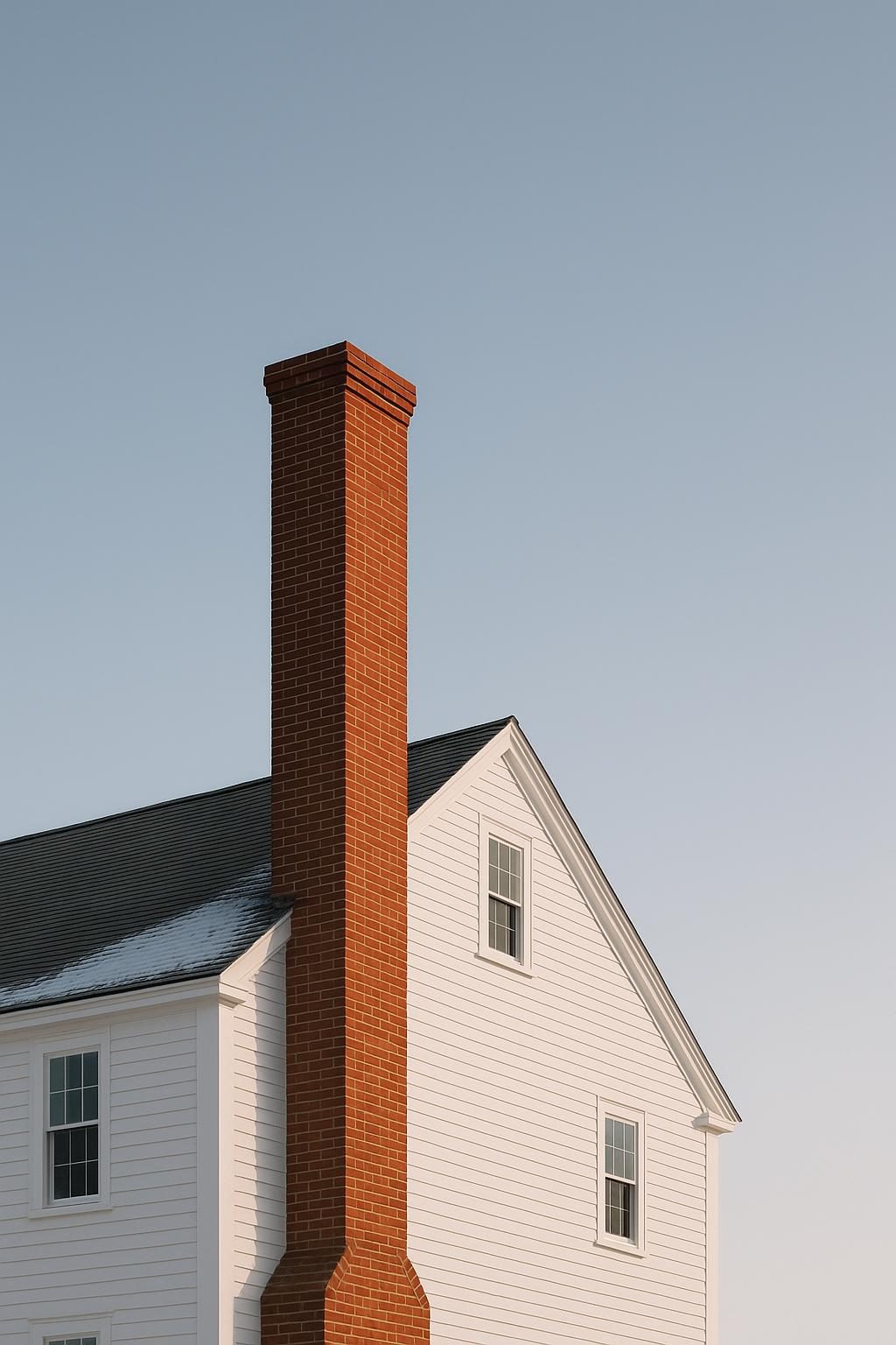 Brick chimney on a colonial house (illustration)